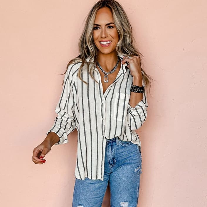 Camisa polo rayas mujer estilo europeo-americano
