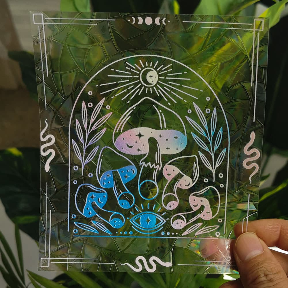 Sticker decorativo para ventana con efecto prisma arcoíris