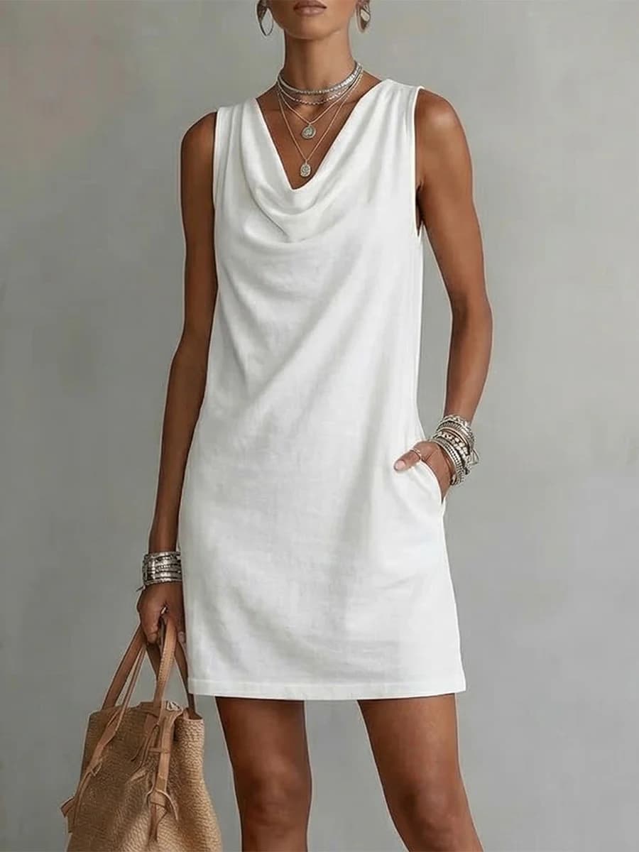 Vestido sin mangas con escote drapeado ajustado