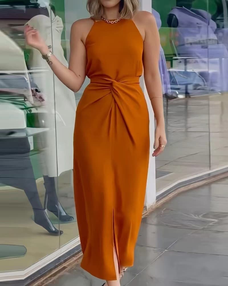 Vestido suelto sin mangas con correas de espagueti