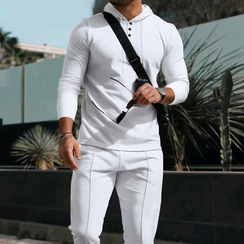 Conjunto sudadera capucha pantalones color liso