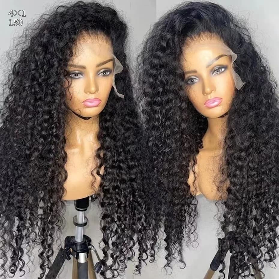 Peluca frontal tipo T ondas profundas cabello humano