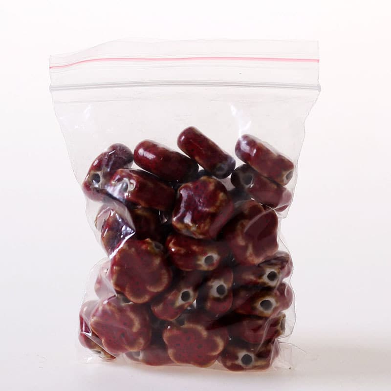 Cuentas de cerámica redondas con esmalte floral