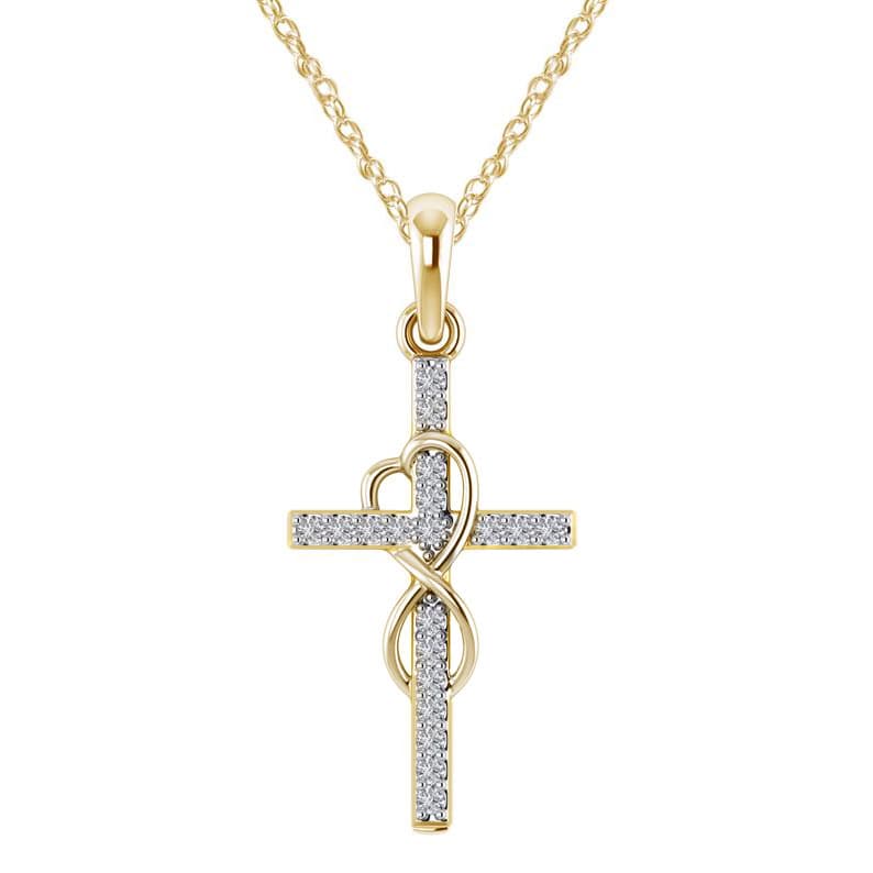 Collar de aleación con colgante de cruz y diamante