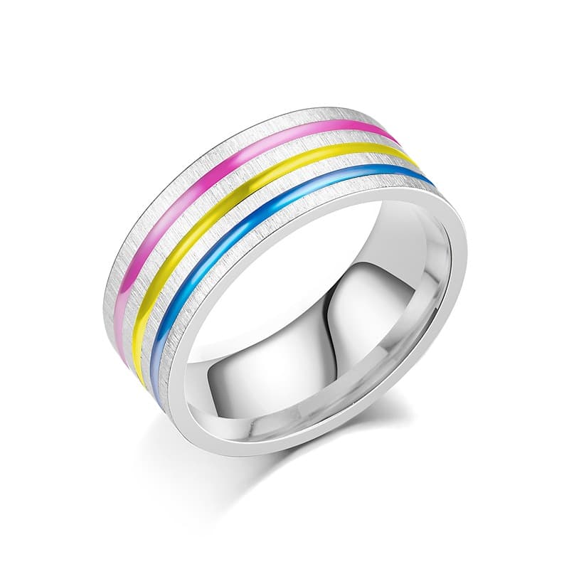 Anillo de acero titanio con efecto arcoíris