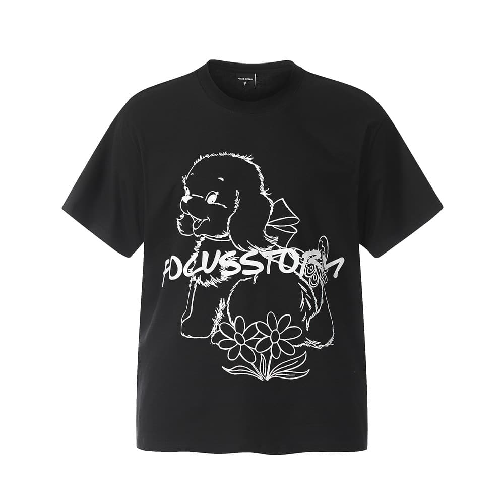 Playera algodón con estampado de cachorro hombre