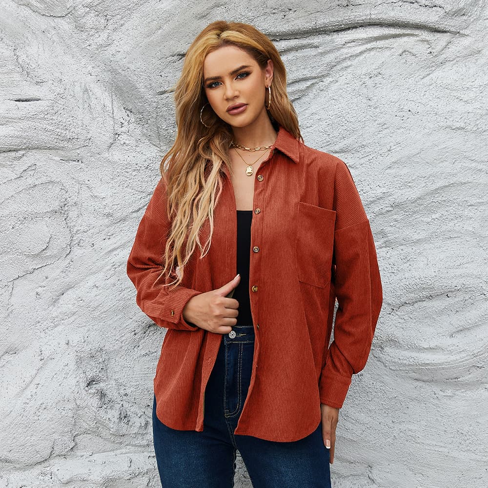 Chaqueta de pana para mujer estilo americano vintage