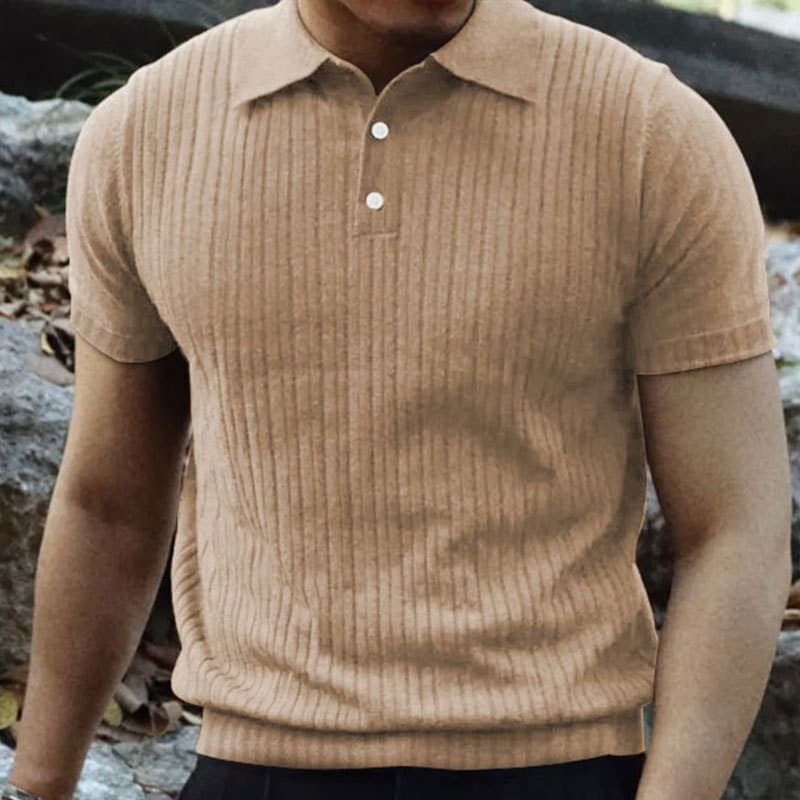 Camisa de rayas verticales con solapa y mangas cortas