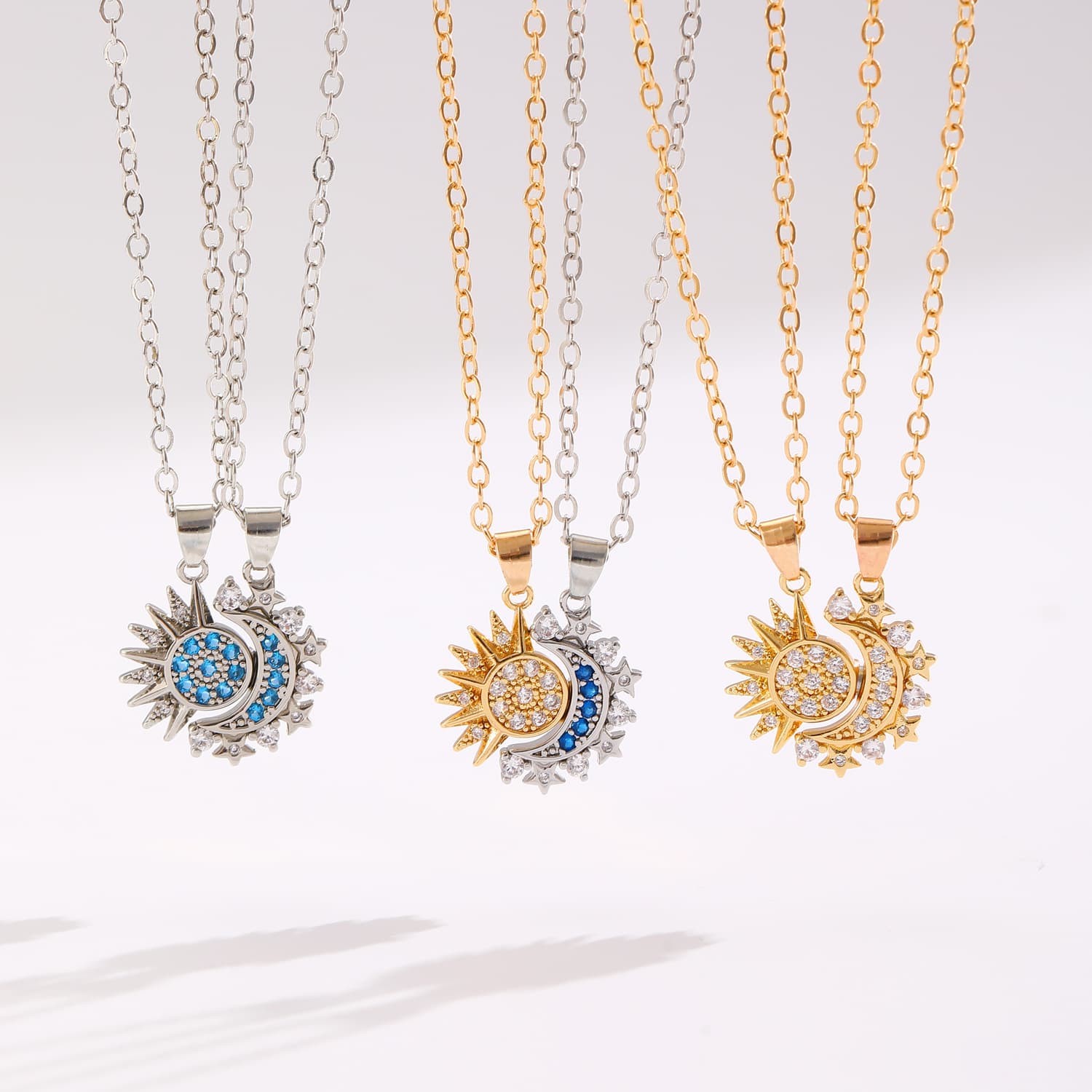 Collar sol y luna con colgante magnético para parejas