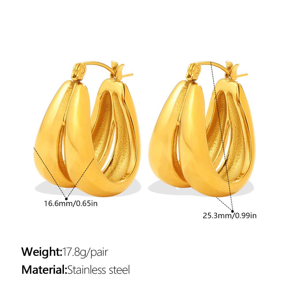 Aretes minimalistas irregulares de forma u redonda