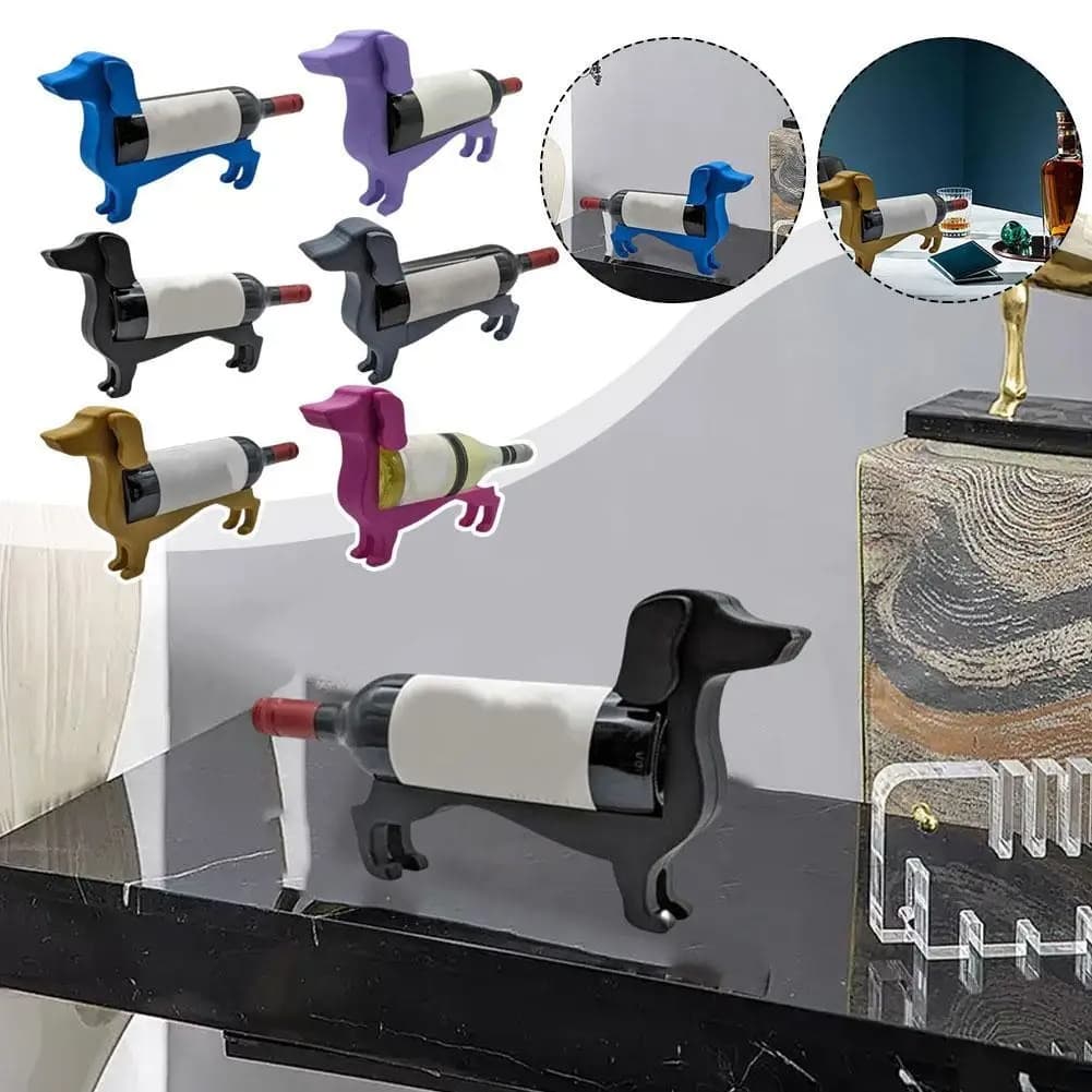 Soporte para botellas de vino con diseño de perro salchicha