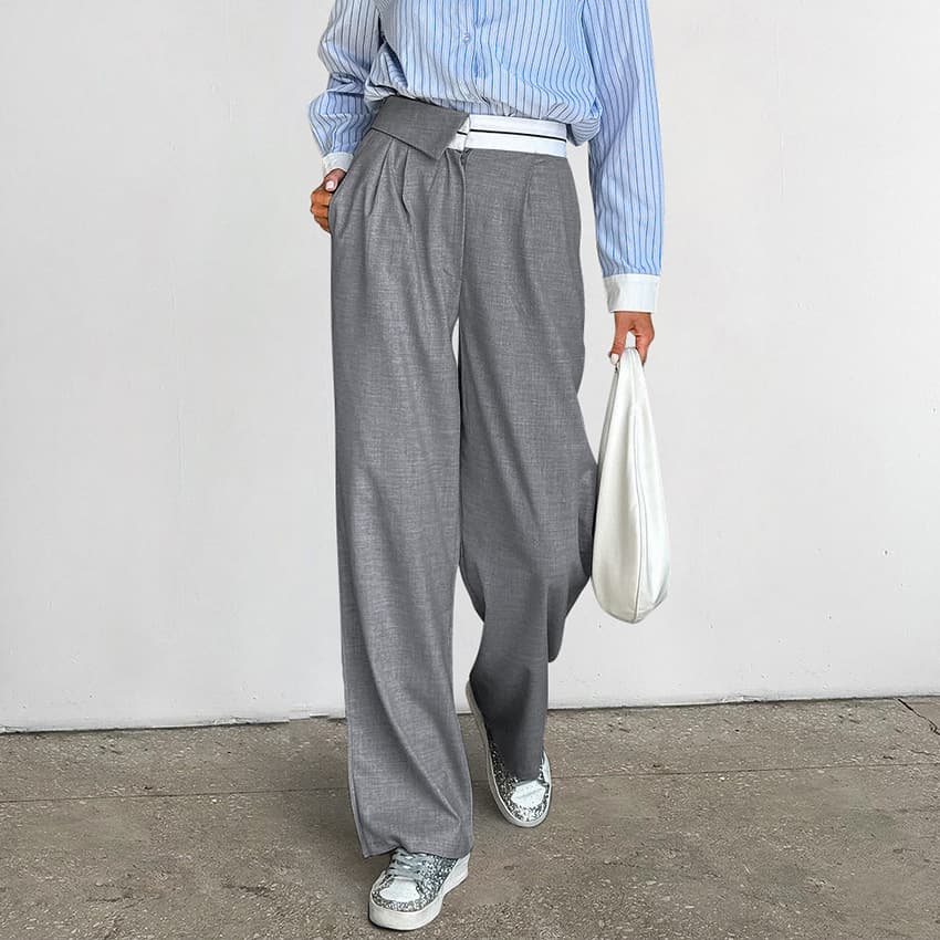 Pantalones talle alto con parches para mujer