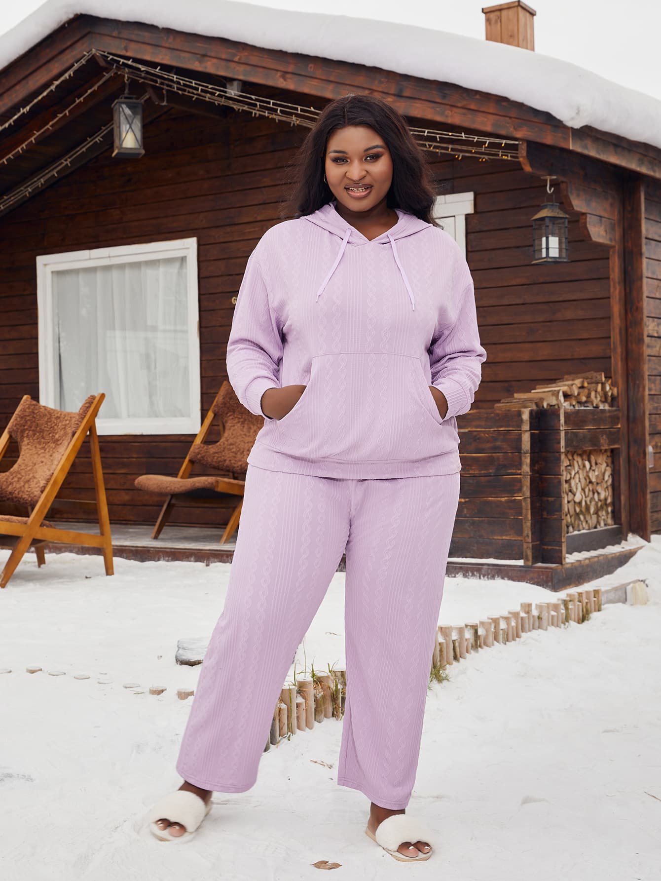 Conjunto de pijama con capucha para talla grande