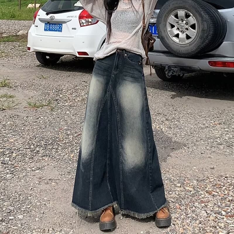 Falda de denim retro cintura alta