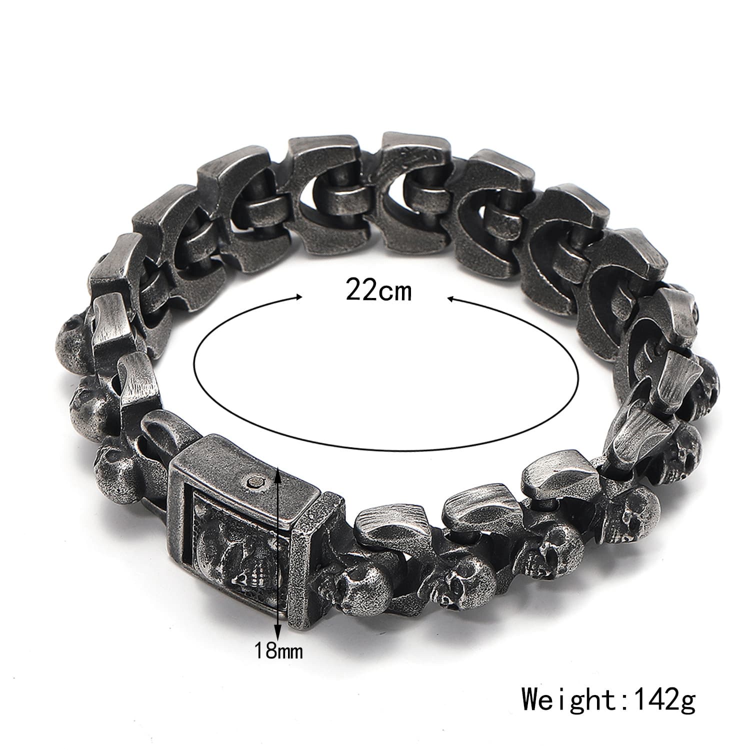 Pulsera cráneo vintage desgastado para hombre