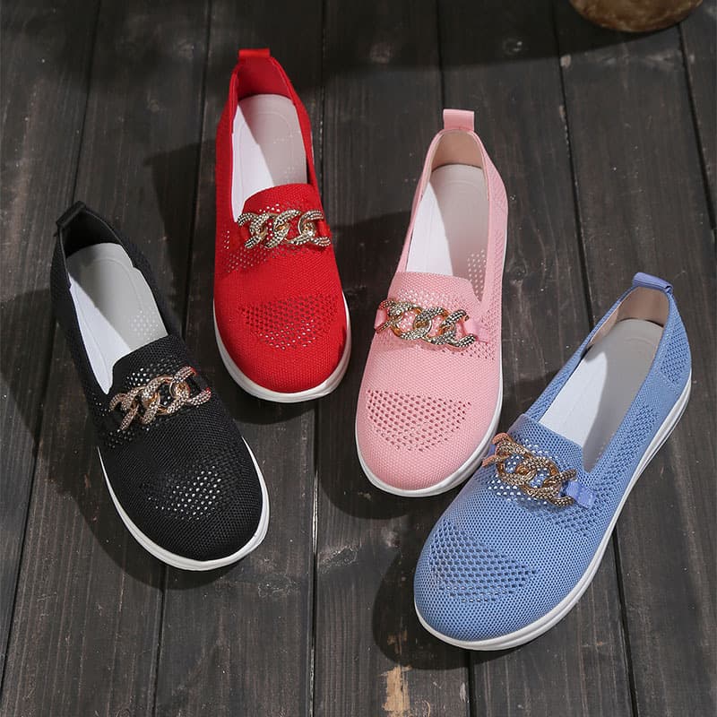 Zapatos de tacón con plataforma, malla ligera y cadena