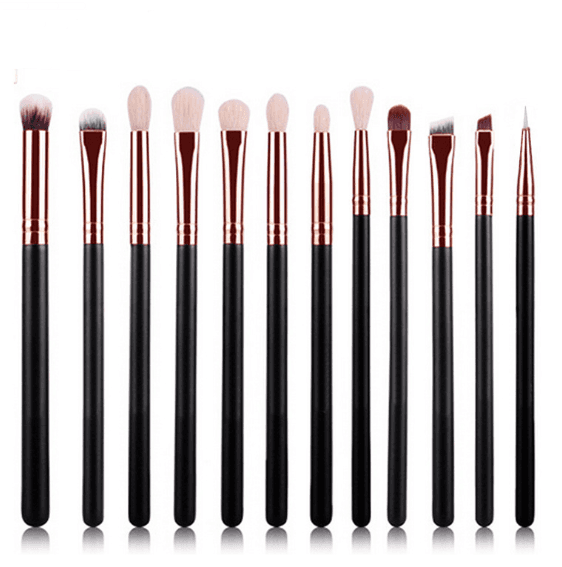 Juego de 12 brochas de maquillaje rosa dorado
