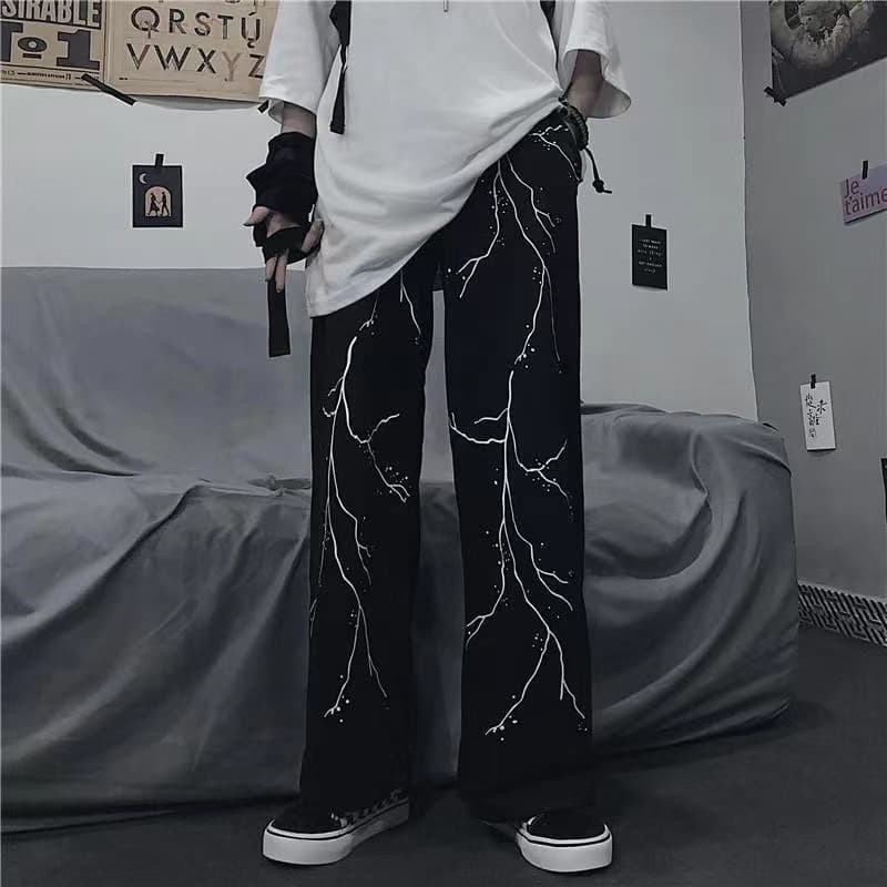 Pantalones casual deportivos estampado relámpago