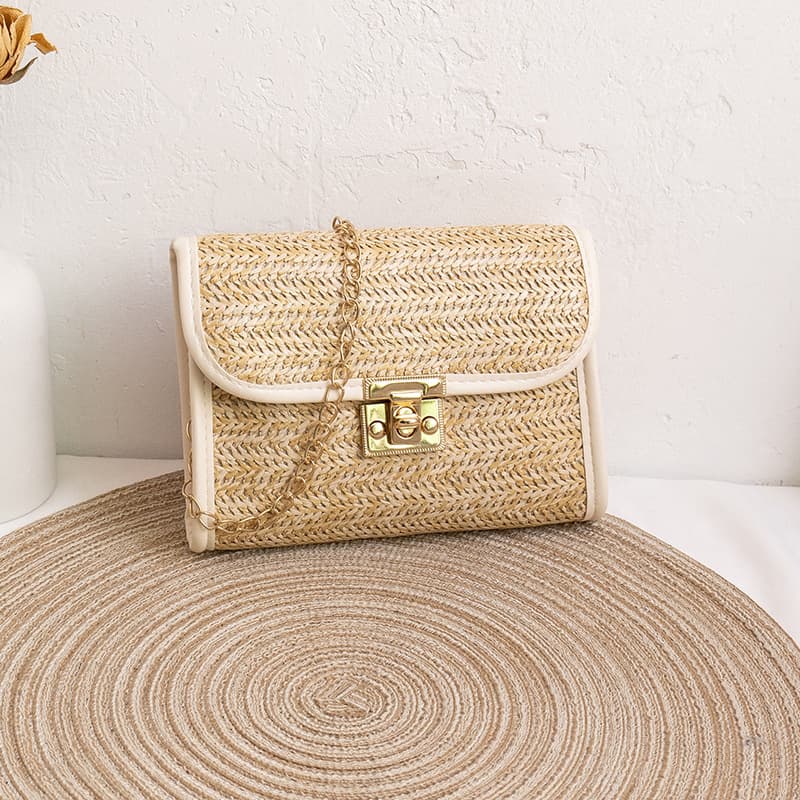 Bolsa de paja versátil y moderna para mujer