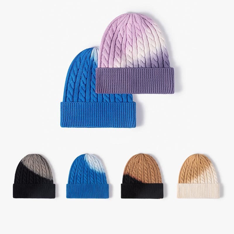 Gorro de punto resistente al viento con diseño tie-dye
