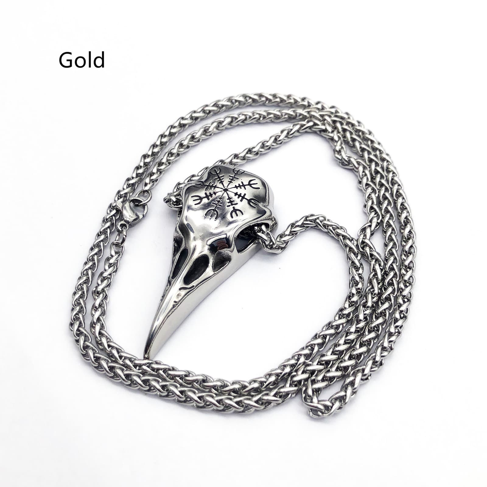 Colgante de calavera con símbolo vikingo para hombre