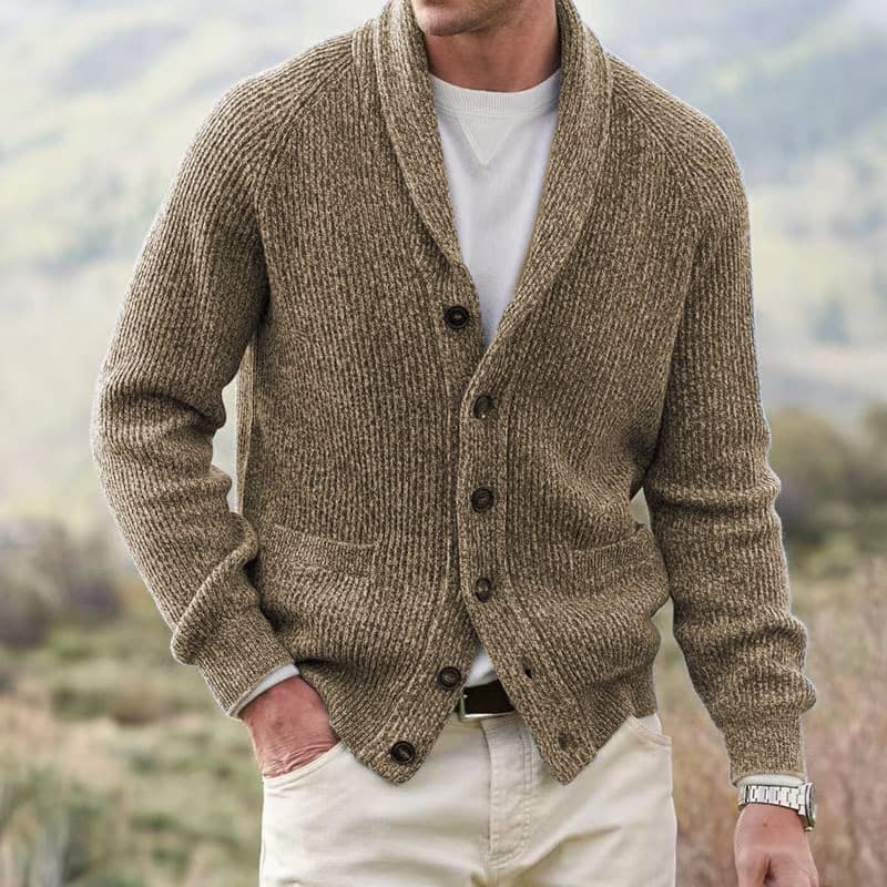 Cardigan con solapa y botones múltiples para hombre