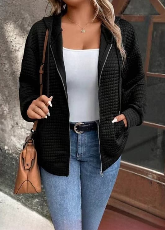 Chamarra deportiva capucha textura waffle