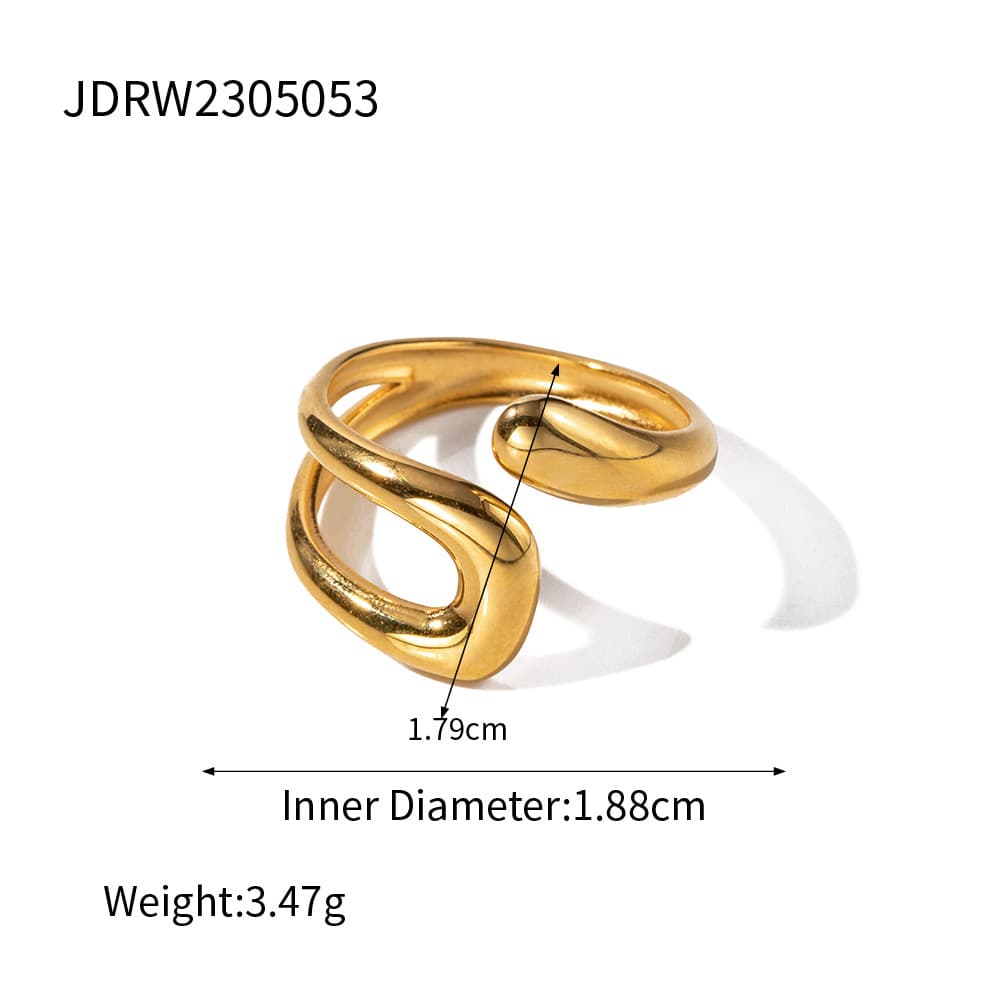 Anillo hueco irregular retro acero inoxidable