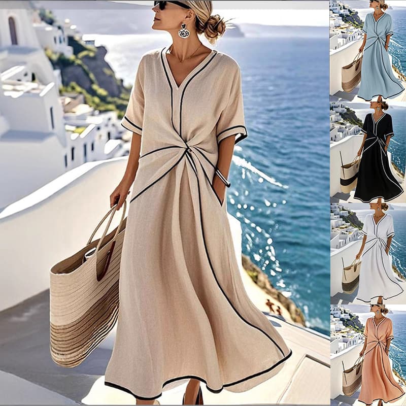 Vestido de playa a rayas con estampado de verano