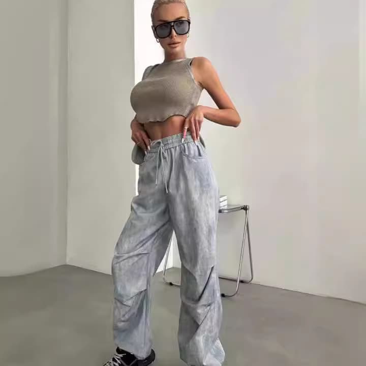 Pantalones de piernas anchas cintura baja mujer