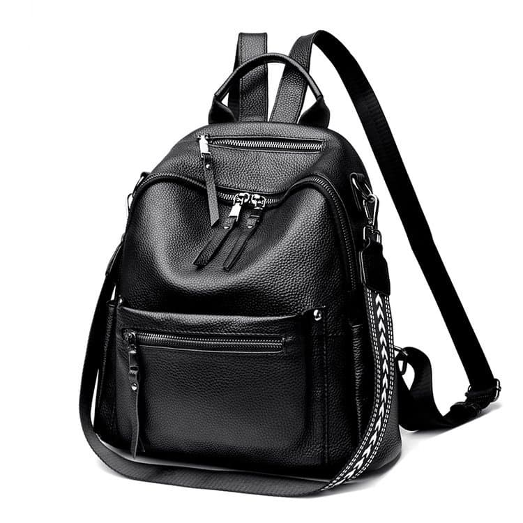 Mochila de cuero genuino de capa superior para viajes