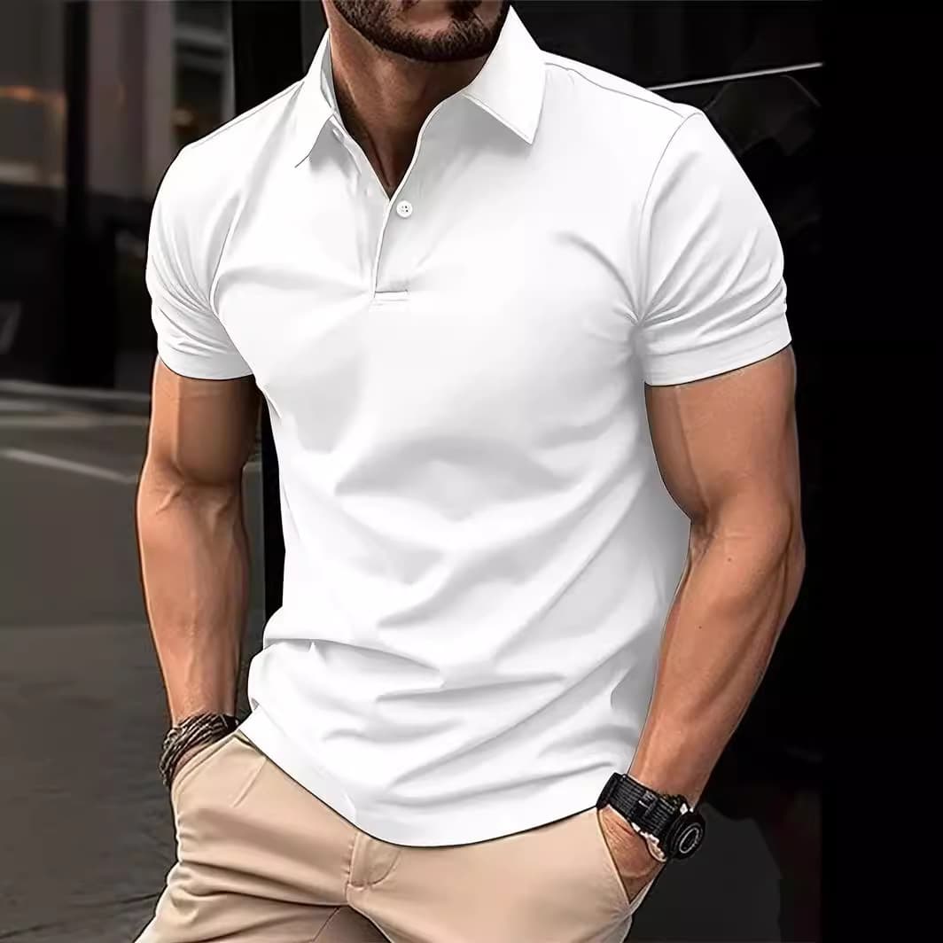 Camisa casual botones manga corta, corte entallado
