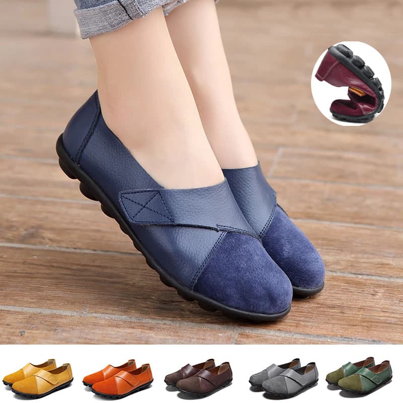 Mocasines para mujer patchwork con suela plana suave