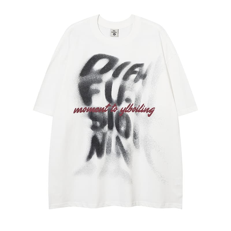 Camiseta hombre estampado letras onda manga corta