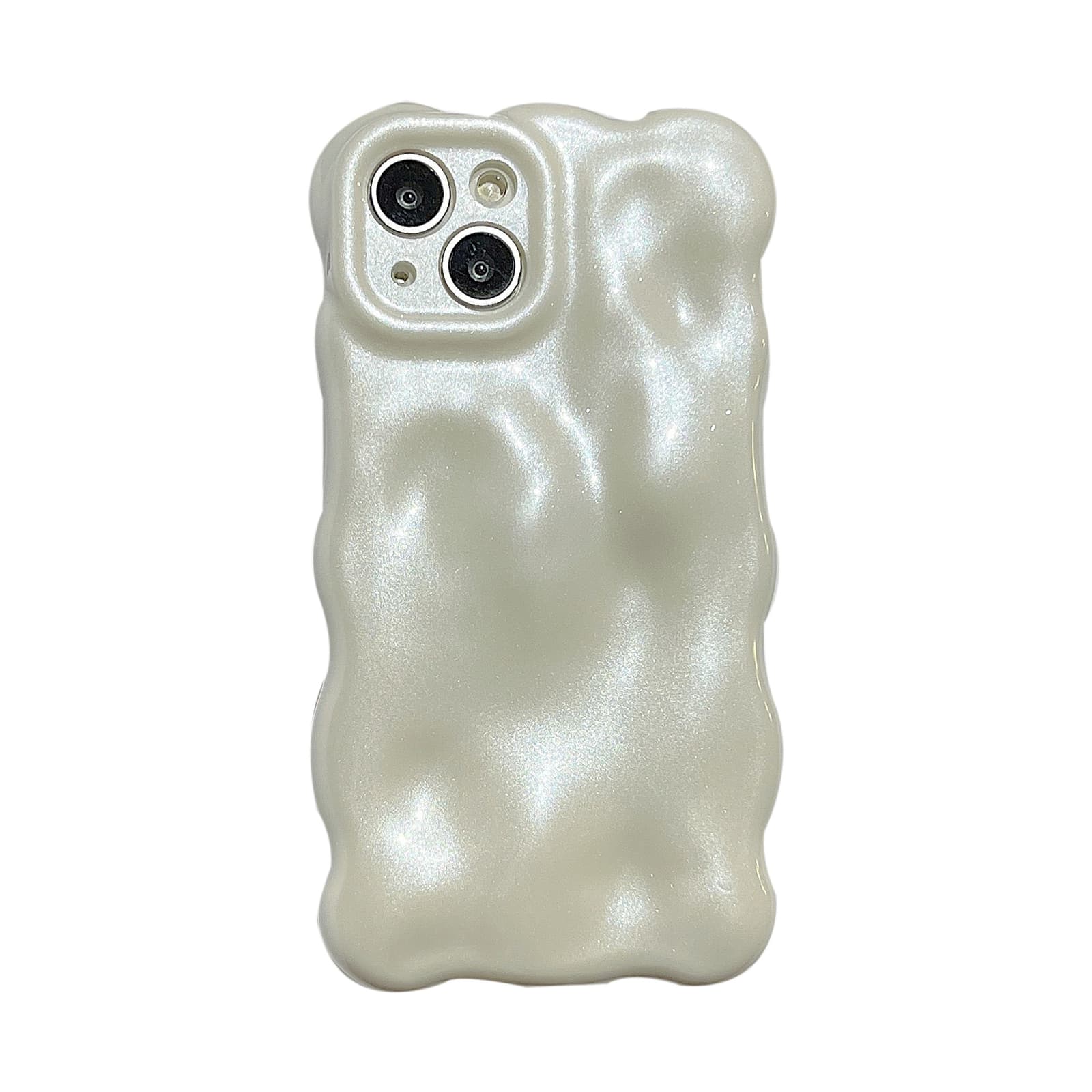 Funda para iPhone de silicona blanca con acabado perlado