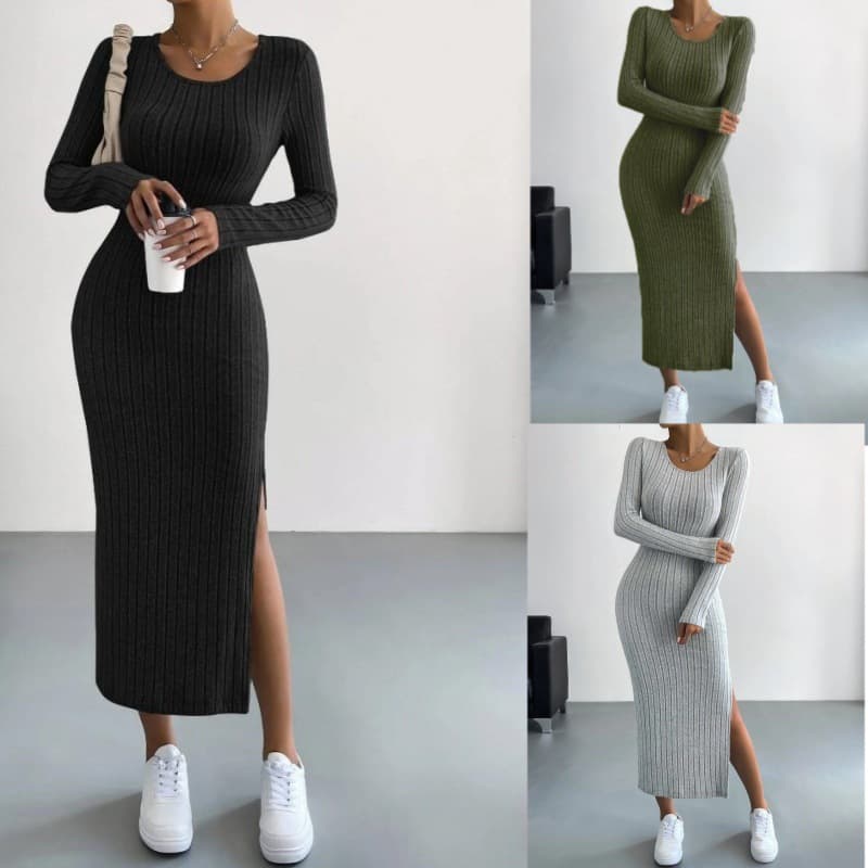 Vestido largo y elegante tejido para mujer