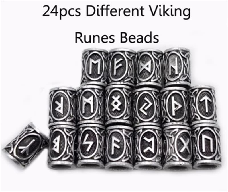Juego de perlas de barba con runas vikingas