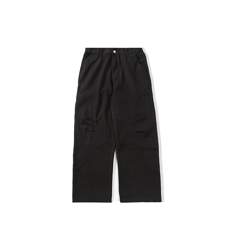 Pantalones casuales rectos de algodón con pliegues suaves