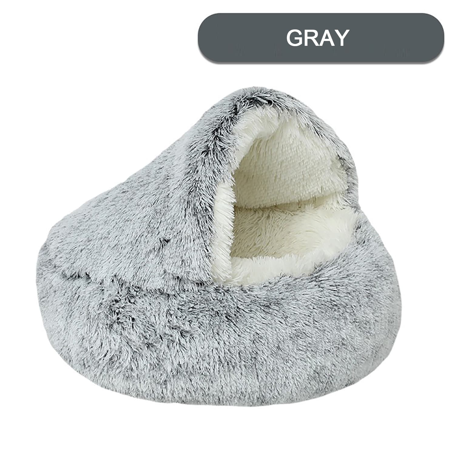 Cama redonda de felpa para gatos con diseño donut y protección térmica