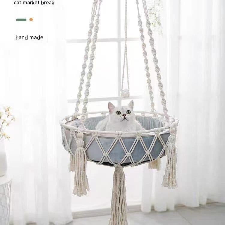 Hamaca colgante para gatos de hilo de algodón