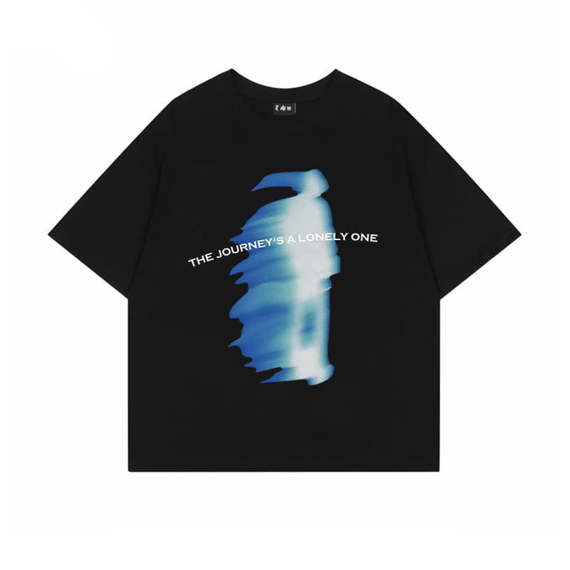 Camiseta estampada estilo hip hop hombro caído manga corta
