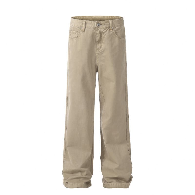 Pantalones khaki sueltos rectos básicos