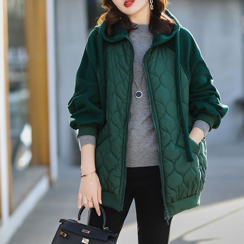 Abrigo acolchado con capucha, costura y grueso, para invierno
