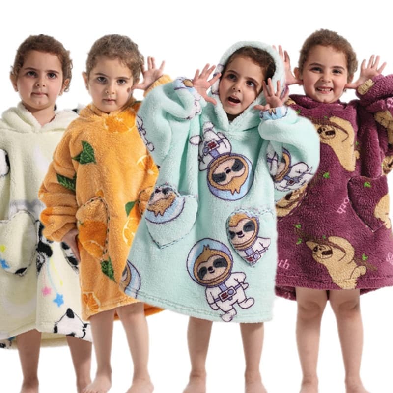 Pijama infantil con capucha tipo saco, cálido