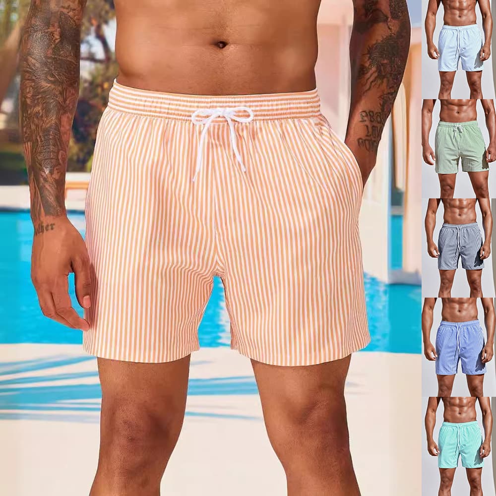 Pantalones cortos con estampado 3D rayado para playa