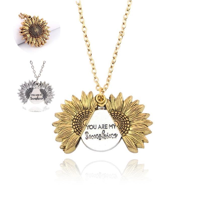 Collar de girasol para hombre y mujer con mensaje