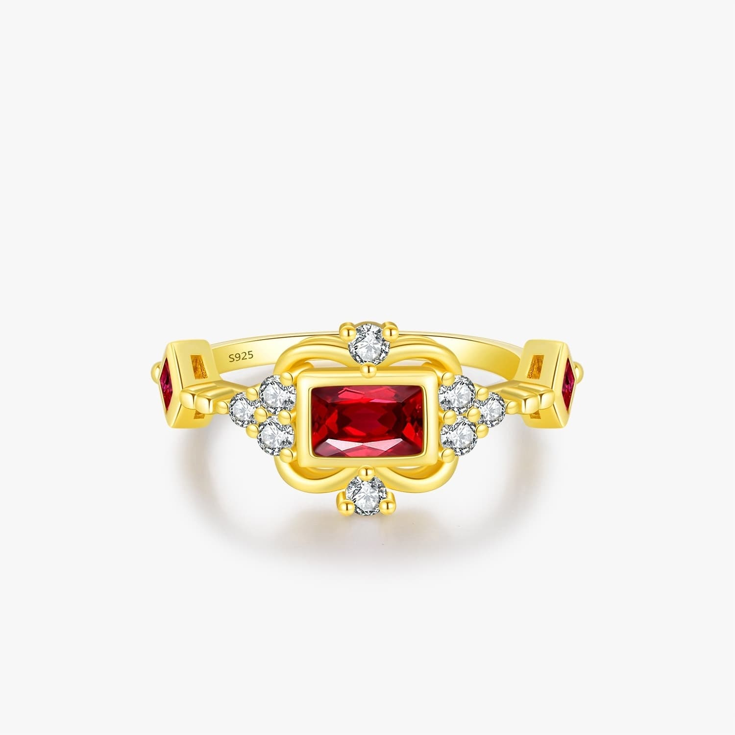 Anillo de plata esterlina 925 con gema de granate rojo