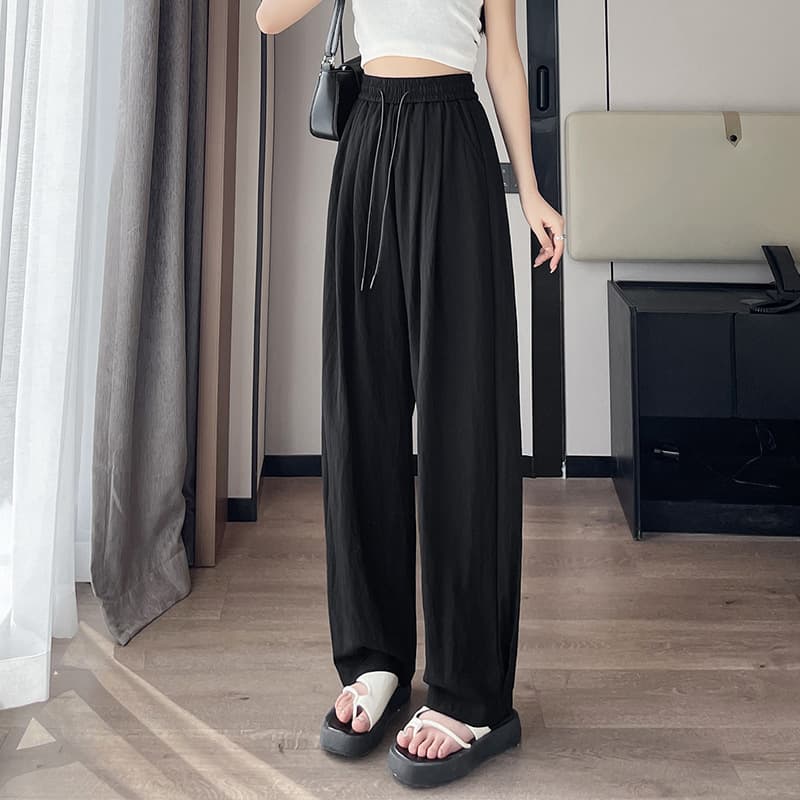 Pantalones anchos de cintura alta con paño delgado
