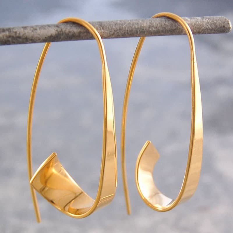 Aretes espiral curvado estilo gitano para mujer
