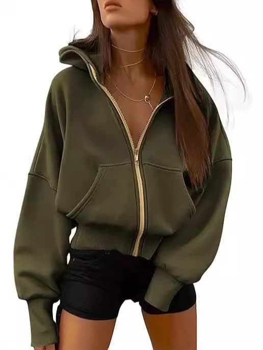 Sudadera deportiva con capucha y cremallera manga larga